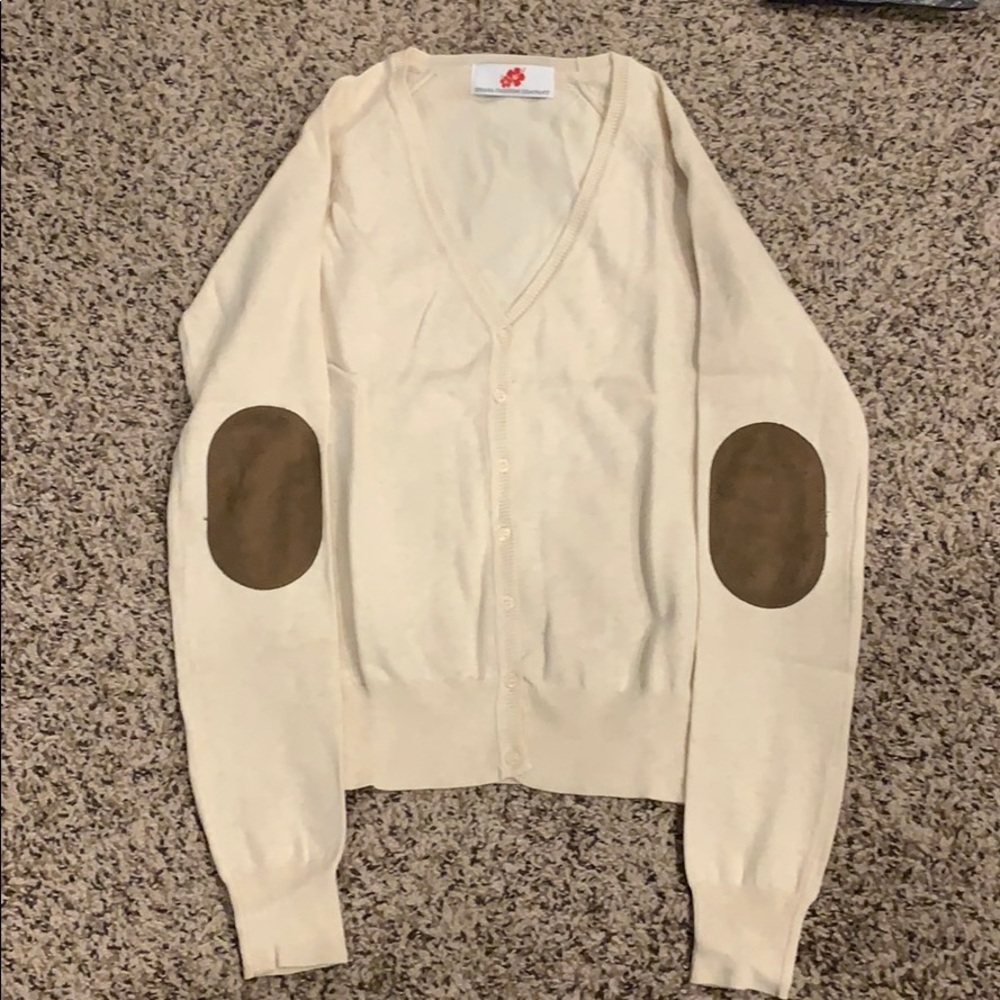 New elbow patch cardigan- Cream